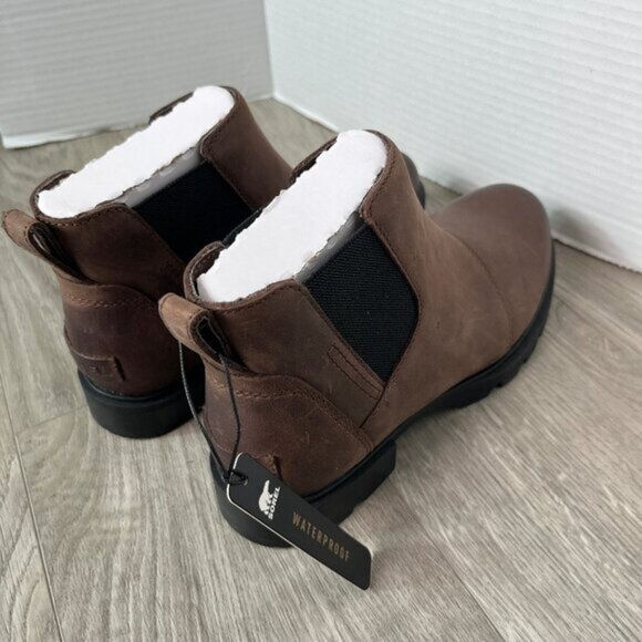 Sorel Emelie III Womens Chelsea Boots Sz 6 Tobacco Black Footwear NWT - Picture 4 of 16